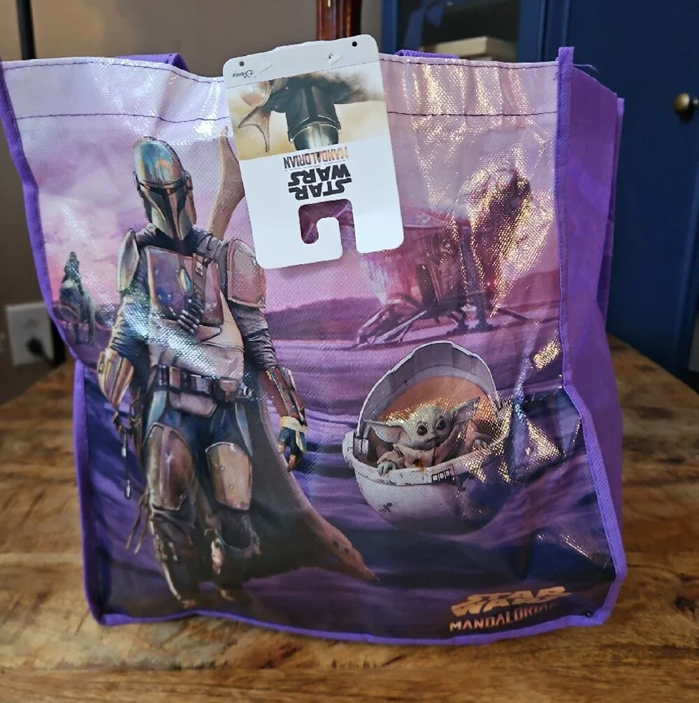 Star Wars Mandalorian Purple and Black Reusable Tote Bag